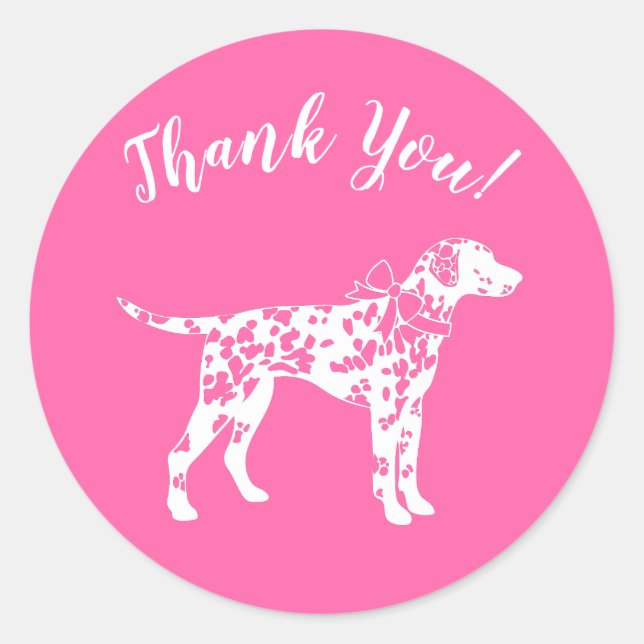 Dalmatian Dog Baby Shower Puppy Pink Girl Classic Round Sticker (Front)