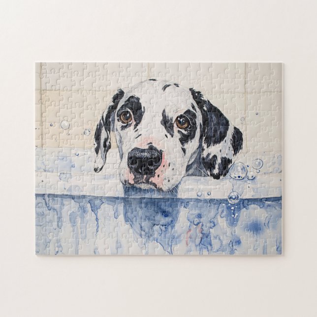 Dalmatian Dog Bath Time Painting Jigsaw Puzzle (Horizontal)