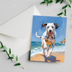 Dalmatian Dog Beach Watercolor Pet Painting Card