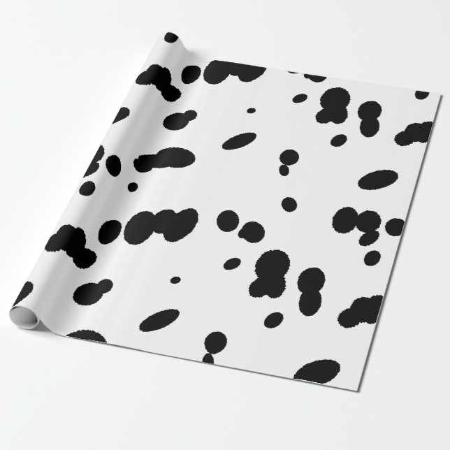 Dalmatian Dog Black and White Spot Print Wrapping Paper (Unrolled)