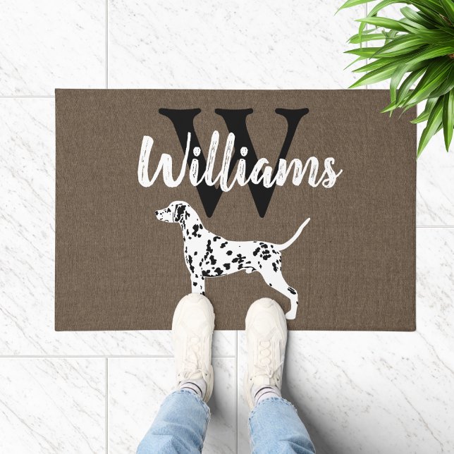 Dalmatian Dog Breed Monogram Last Name      Doormat (Dalmatian Rustic Monogram Doormat Welcome Mat)
