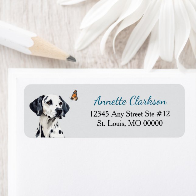 Dalmatian Dog Butterfly Wonder Return Address Label (Insitu)