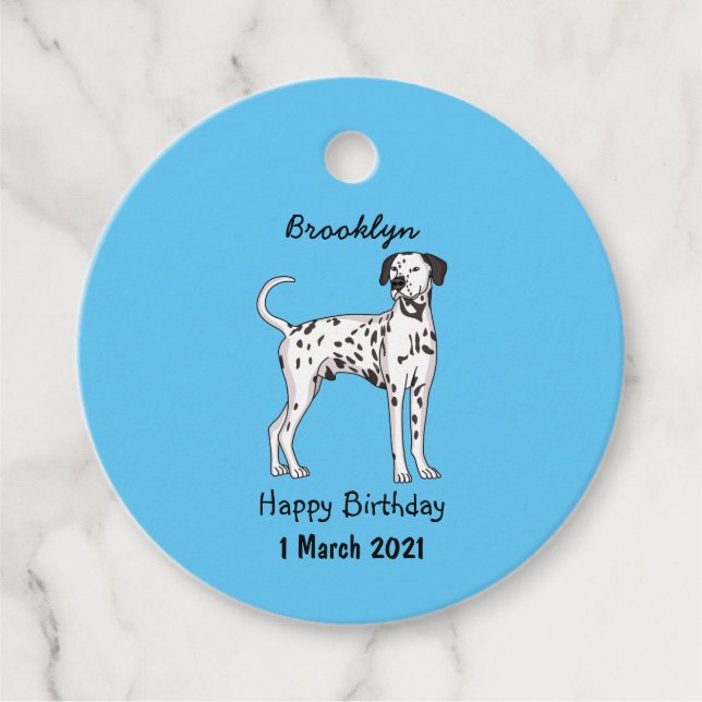 Dalmatian dog cartoon  favour tags (Front)