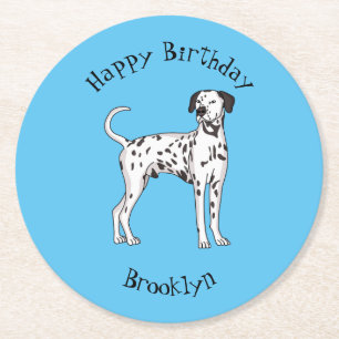 Dalmatian dog cartoon round paper coaster