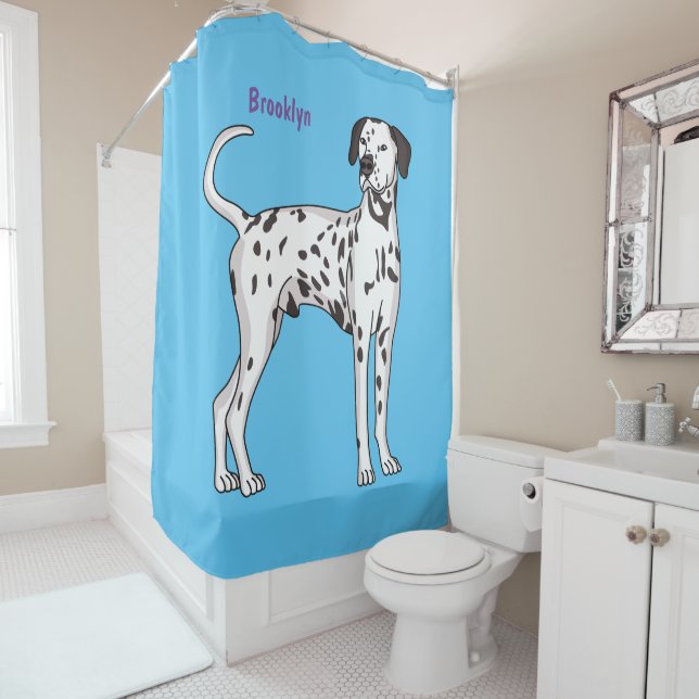 Dalmatian dog cartoon shower curtain (In Situ)