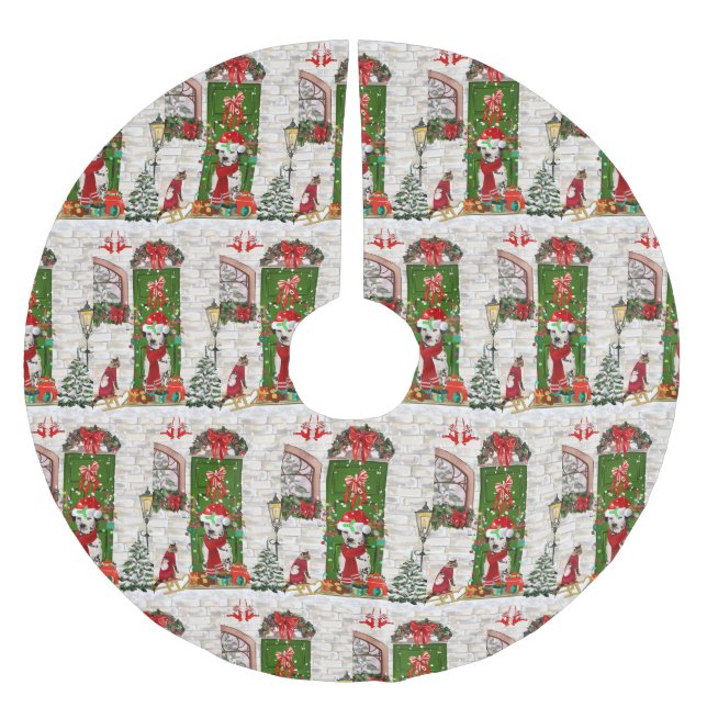 Dalmatian Dog Christmas   Brushed Polyester Tree Skirt (Front)