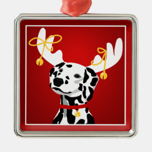Dalmatian Dog Christmas Deer Premium Ornament