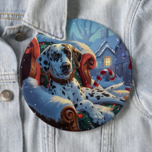 Dalmatian Dog Christmas Festive 6 Cm Round Badge