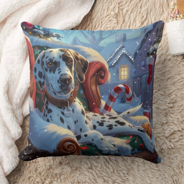 Dalmatian Dog Christmas Festive Cushion (Blanket)
