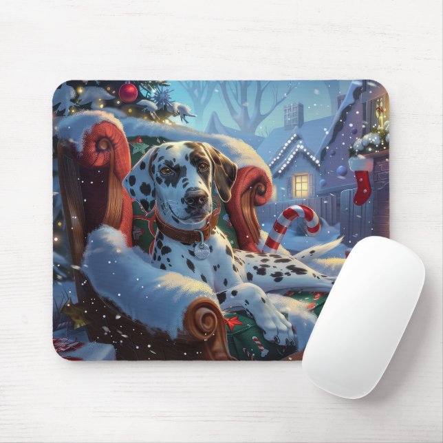Dalmatian Dog Christmas Festive Mouse Pad (With Mouse)
