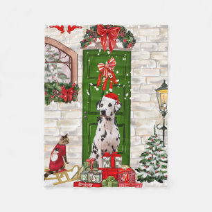 Dalmatian Dog Christmas   Fleece Blanket