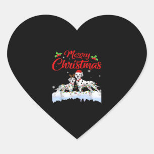 Dalmatian Dog Christmas Lights Santa Hat Xmas Dog  Heart Sticker