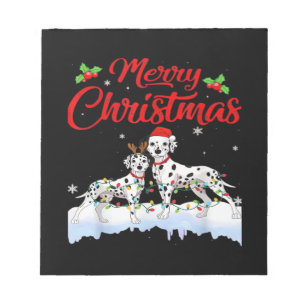 Dalmatian Dog Christmas Lights Santa Hat Xmas Dog  Notepad