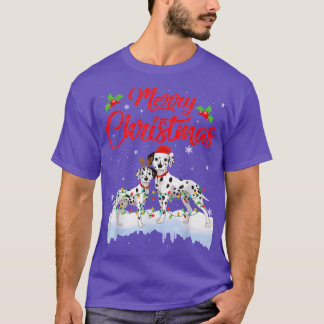 Dalmatian Dog Christmas Lights Santa Hat Xmas Dog T-Shirt