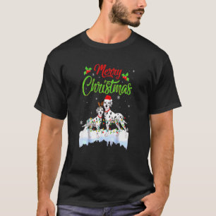 Dalmatian Dog Christmas Lights Santa Hat Xmas Dog T-Shirt