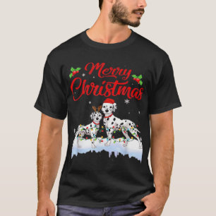 Dalmatian Dog Christmas Lights Santa Hat Xmas Dog T-Shirt