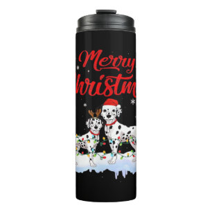 Dalmatian Dog Christmas Lights Santa Hat Xmas Dog Thermal Tumbler