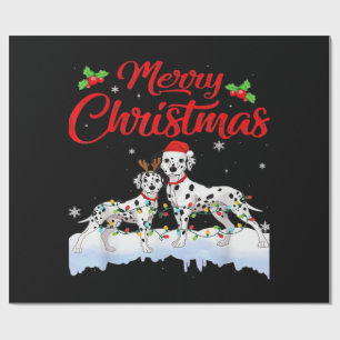 Dalmatian Dog Christmas Lights Santa Hat Xmas Dog  Wrapping Paper