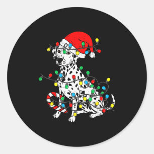Dalmatian Dog Christmas Lights Santa Xmas Pet Dog  Classic Round Sticker