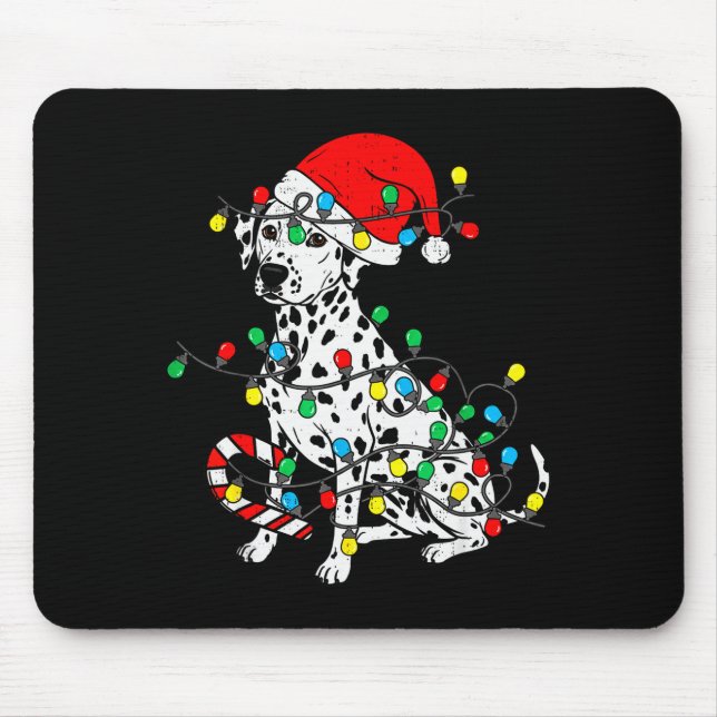 Dalmatian Dog Christmas Lights Santa Xmas Pet Dog  Mouse Pad (Front)