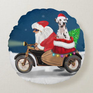 Dalmatian Dog Christmas Round Cushion