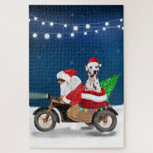Dalmatian Dog Christmas Santa Claus   Jigsaw Puzzle