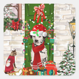 Dalmatian Dog Christmas  Square Sticker