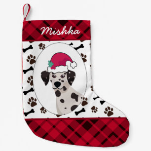 Dalmatian Dog Christmas With Custom Dog Name Small Christmas Stocking