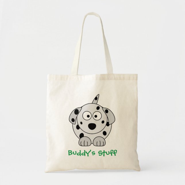 Dalmatian Dog Cute Cartoon Custom Name Tote Bag (Front)
