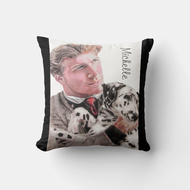 Dalmatian Dog Dogs cute Animal Spotty Name Cushion (Front)