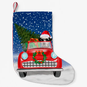 Dalmatian Dog Driving Car In Snow Christmas Small Christmas Stocking