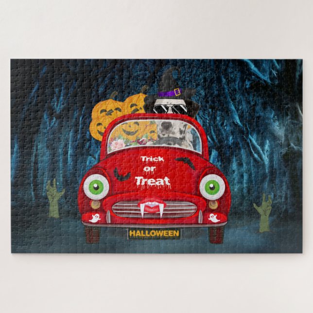 Dalmatian Dog Driving Car Scary Halloween  Jigsaw Puzzle (Horizontal)