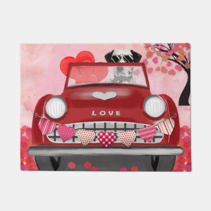 Dalmatian Dog Driving Car with Hearts Valentine's  Doormat