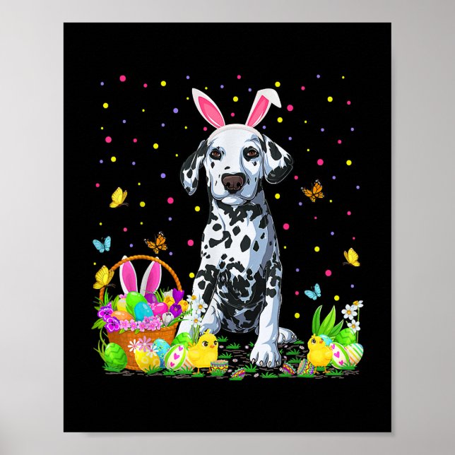 Dalmatian Dog Easter Egg Hunting Dalmatian Easter Poster (Front)