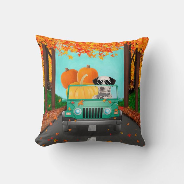 Dalmatian Dog Fall Pumpkin Cushion (Front)
