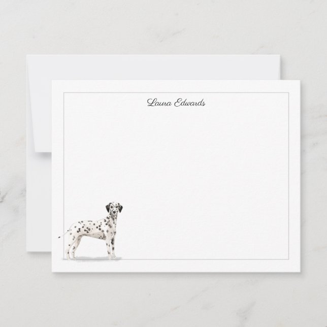 Dalmatian Dog Grey Border Personalised Card (Front)