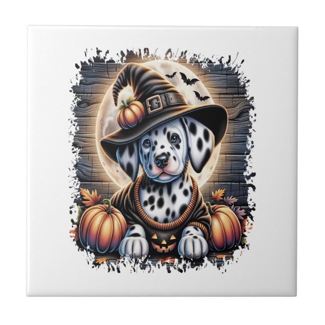 Dalmatian Dog Halloween Ceramic Tile (Front)