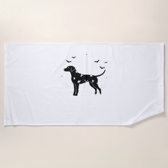 Dalmatian Dog – Halloween Moon Silhouette Classic  Beach Towel (Front)