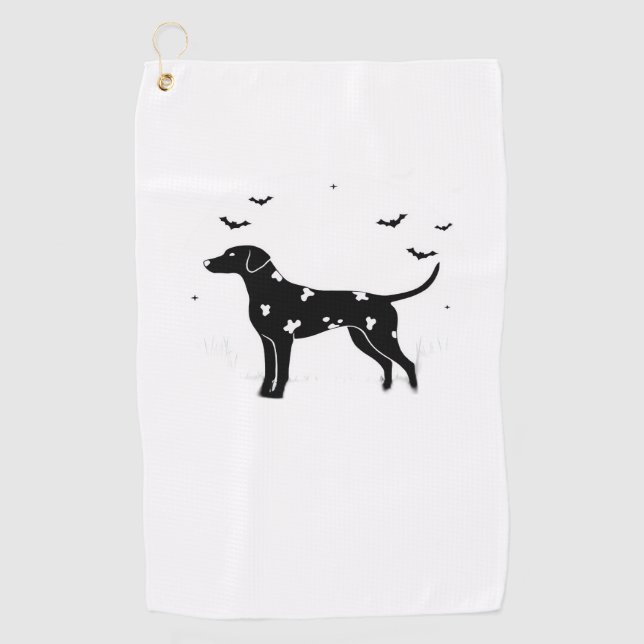Dalmatian Dog – Halloween Moon Silhouette Classic  Golf Towel (Front)