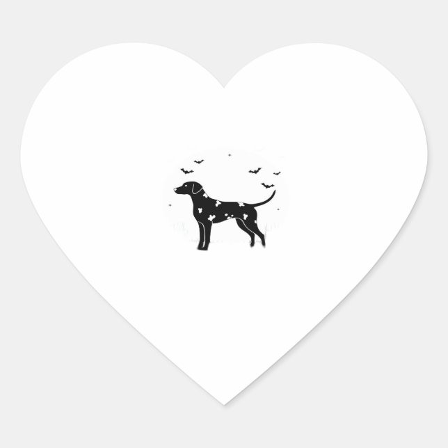 Dalmatian Dog � Halloween Moon Silhouette Classic  Heart Sticker (Front)