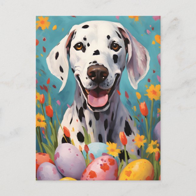 Dalmatian dog Happy Easter Postcard (Front)