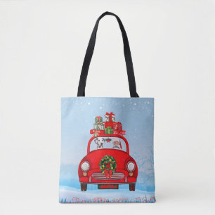 Dalmatian Dog In Car With Santa Claus Tote Bag