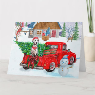 Dalmatian Dog In Christmas Delivery Truck Snow Card
