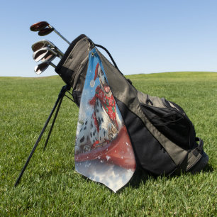 Dalmatian Dog in Sledge Let it Snow Christmas Golf Towel