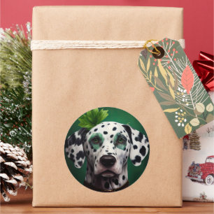 Dalmatian Dog in St. Patrick's Day Dress Classic Round Sticker