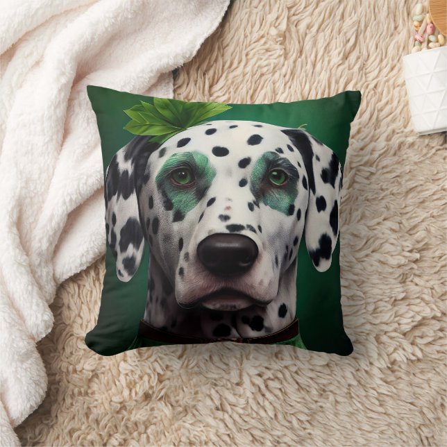Dalmatian Dog in St. Patrick's Day Dress Cushion (Blanket)