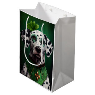 Dalmatian Dog in St. Patrick's Day Dress Medium Gift Bag