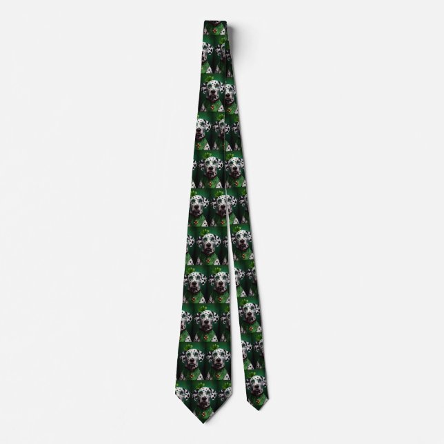 Dalmatian Dog in St. Patrick's Day Dress Tie (Front)