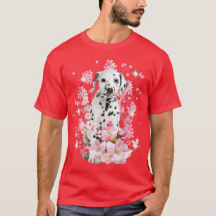 Dalmatian Dog Japanese Cherry Blossom Sakura Flowe T-Shirt