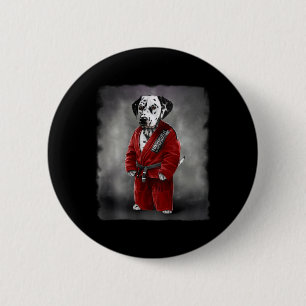 Dalmatian Dog Judo Karate Master In Red Judogi 6 Cm Round Badge